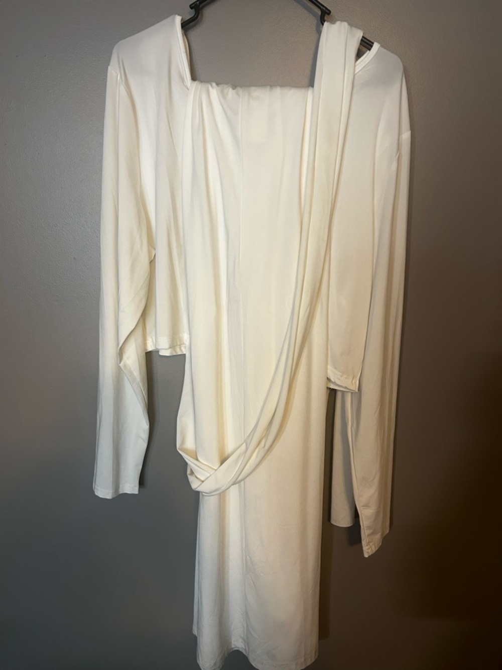 Cream Drape Sleeve Midi Dress